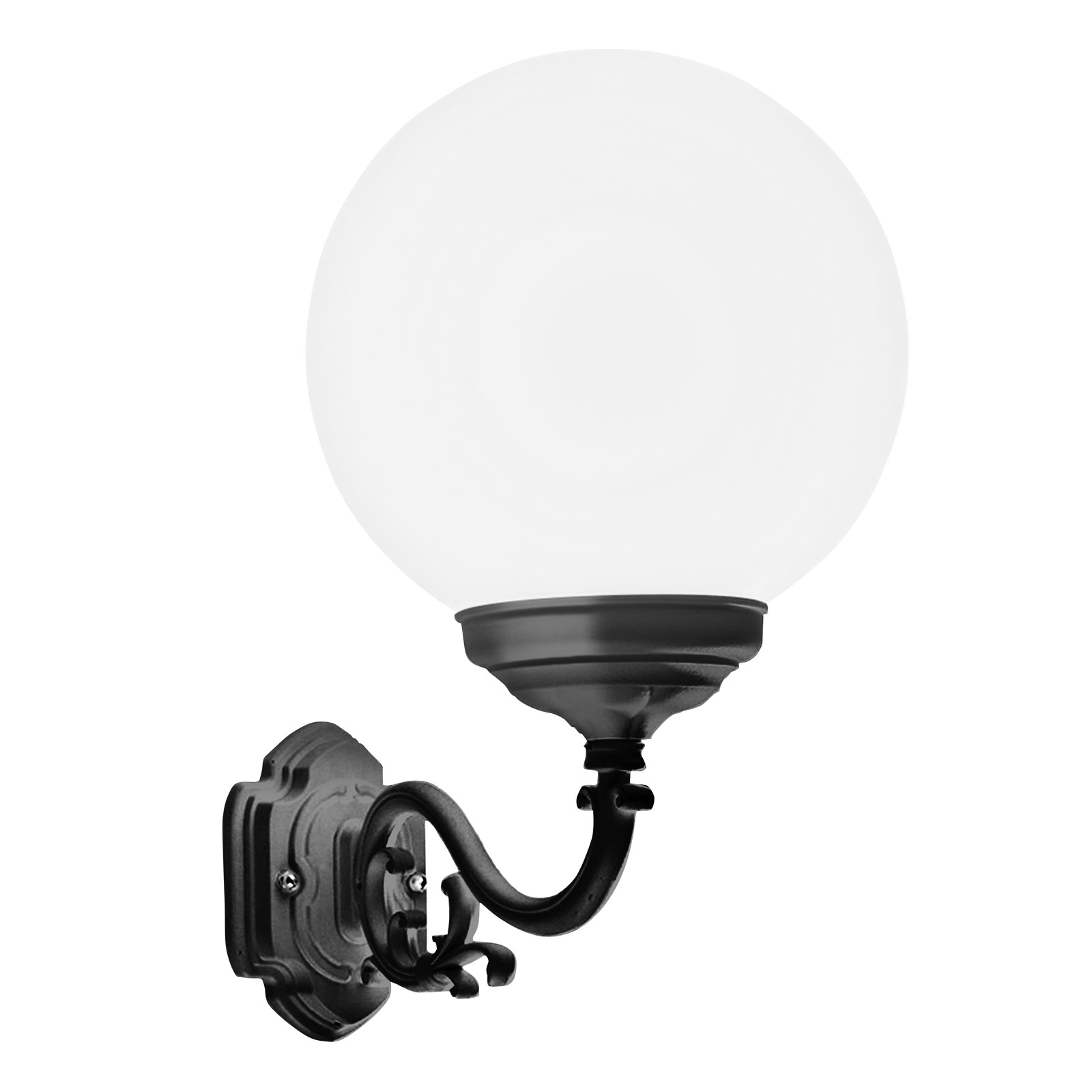 Buitenwandlamp 1140, bolkap, zwart/wit